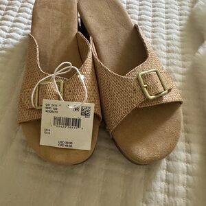 American Eagle Outfitters Tan Buckle Sandals